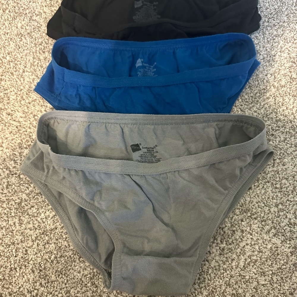 NEW NEW NEW Set of (3) Black, Blue, and Gray Briefs